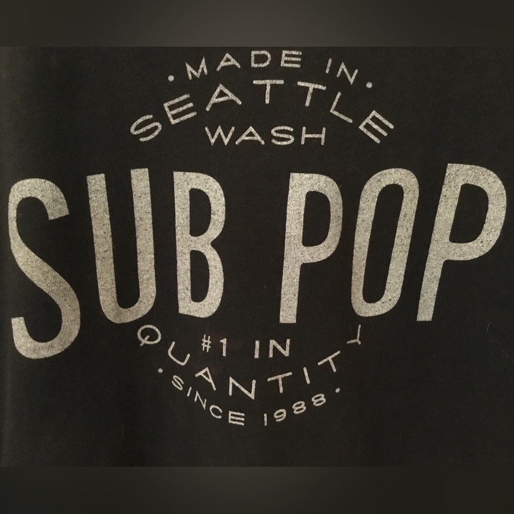 SUB POP original Black T-shirt logo with contrasting white lettering